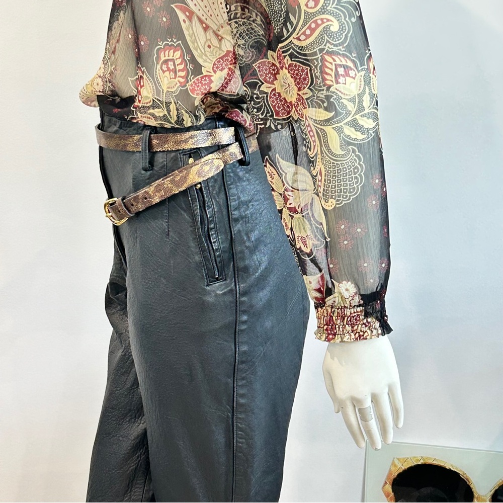 Vintage Black Lambskin Leather Pants - Picture 6 of 17